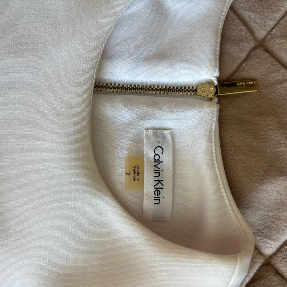 Calvin Klein Sleeveless Colorblock Mini Dress in White, Pink, Coral - Picture 3 of 4